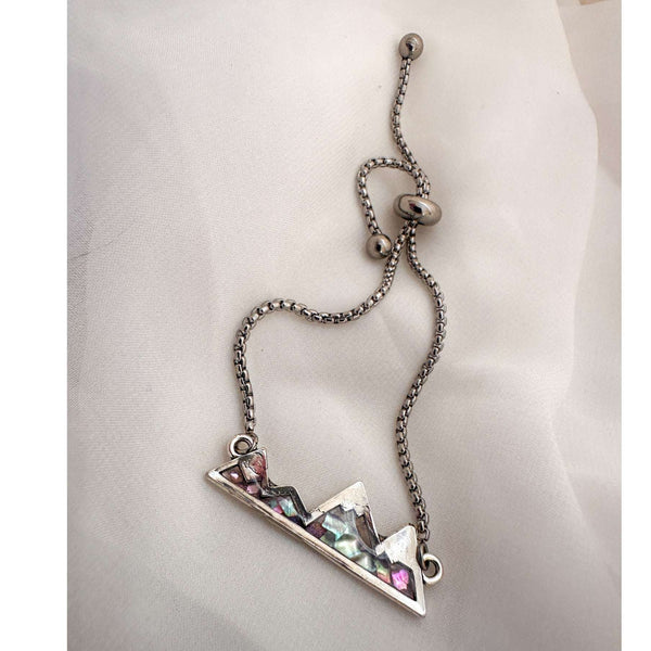 Northern Lights Mountain Bracelet - Handmade Mother of Pearl Slider