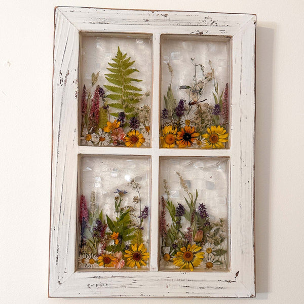 Everlasting Garden Window - Handmade Dried Flower Resin Meadow Four