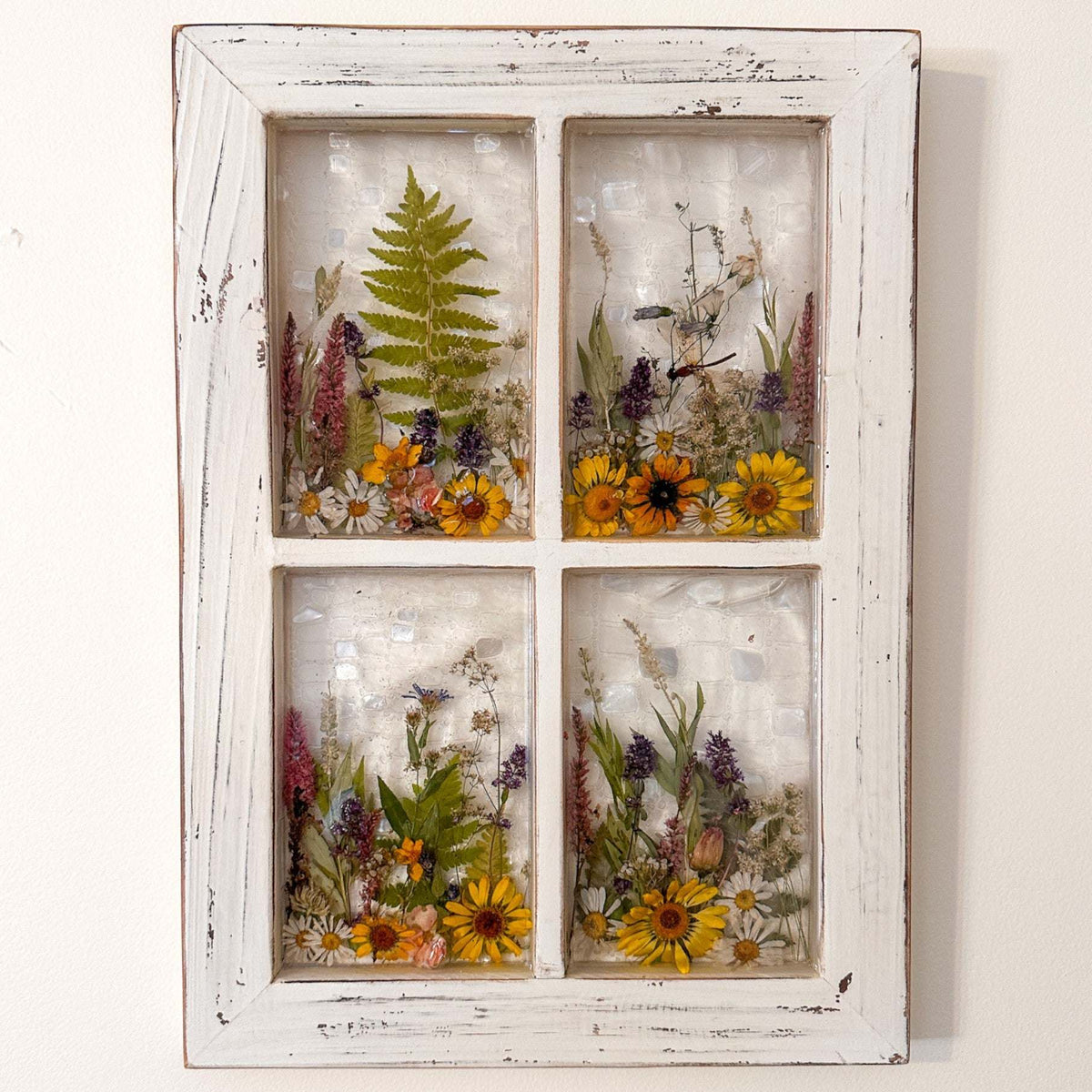 Everlasting Garden Window - Handmade Dried Flower Resin Meadow Four