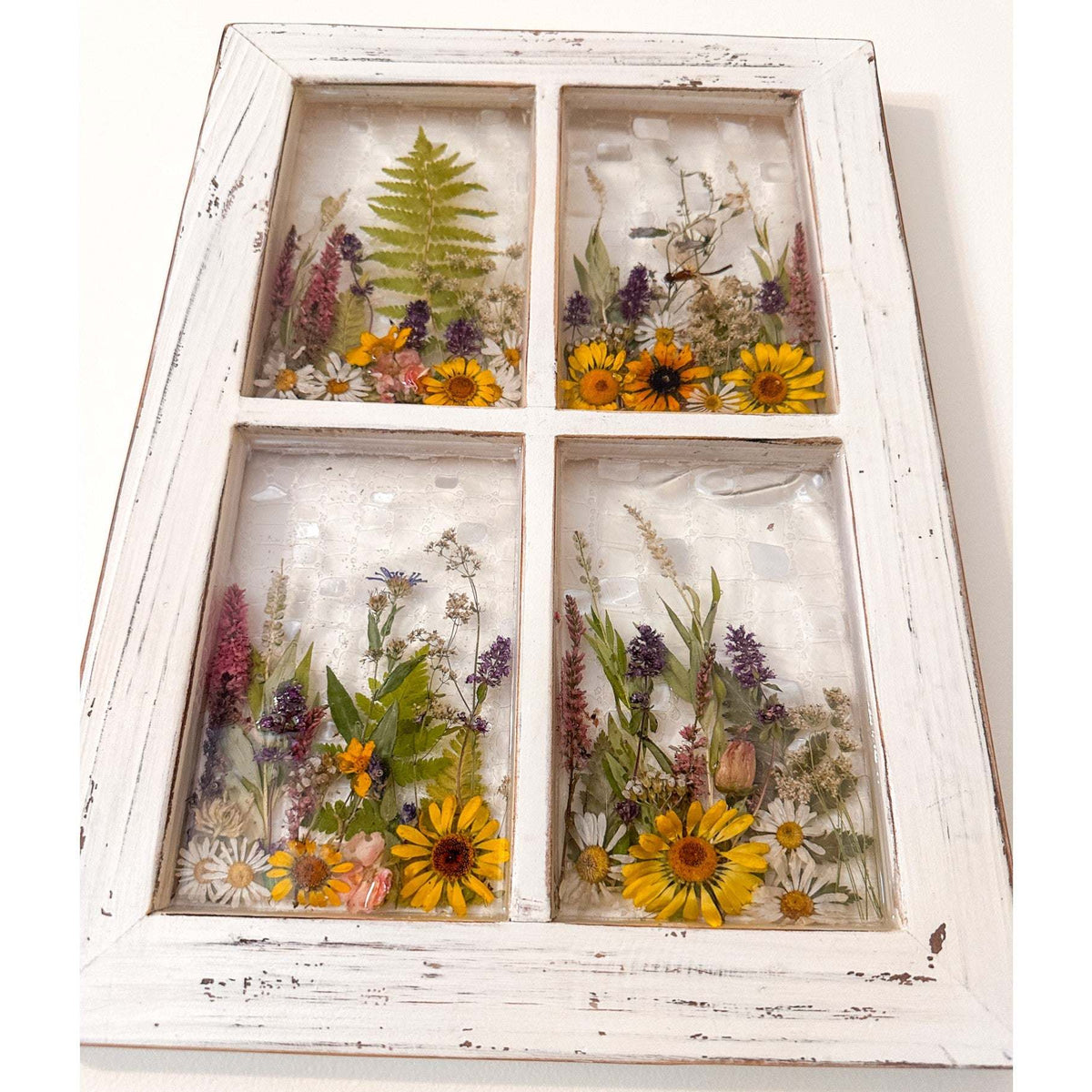 Everlasting Garden Window - Handmade Dried Flower Resin Meadow Four