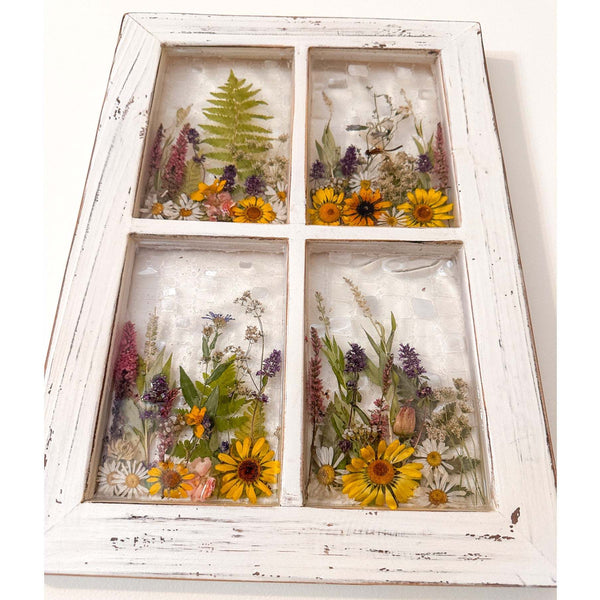 Everlasting Garden Window - Handmade Dried Flower Resin Meadow Four