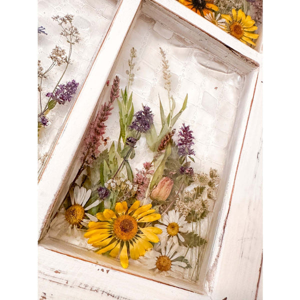 Everlasting Garden Window - Handmade Dried Flower Resin Meadow Four