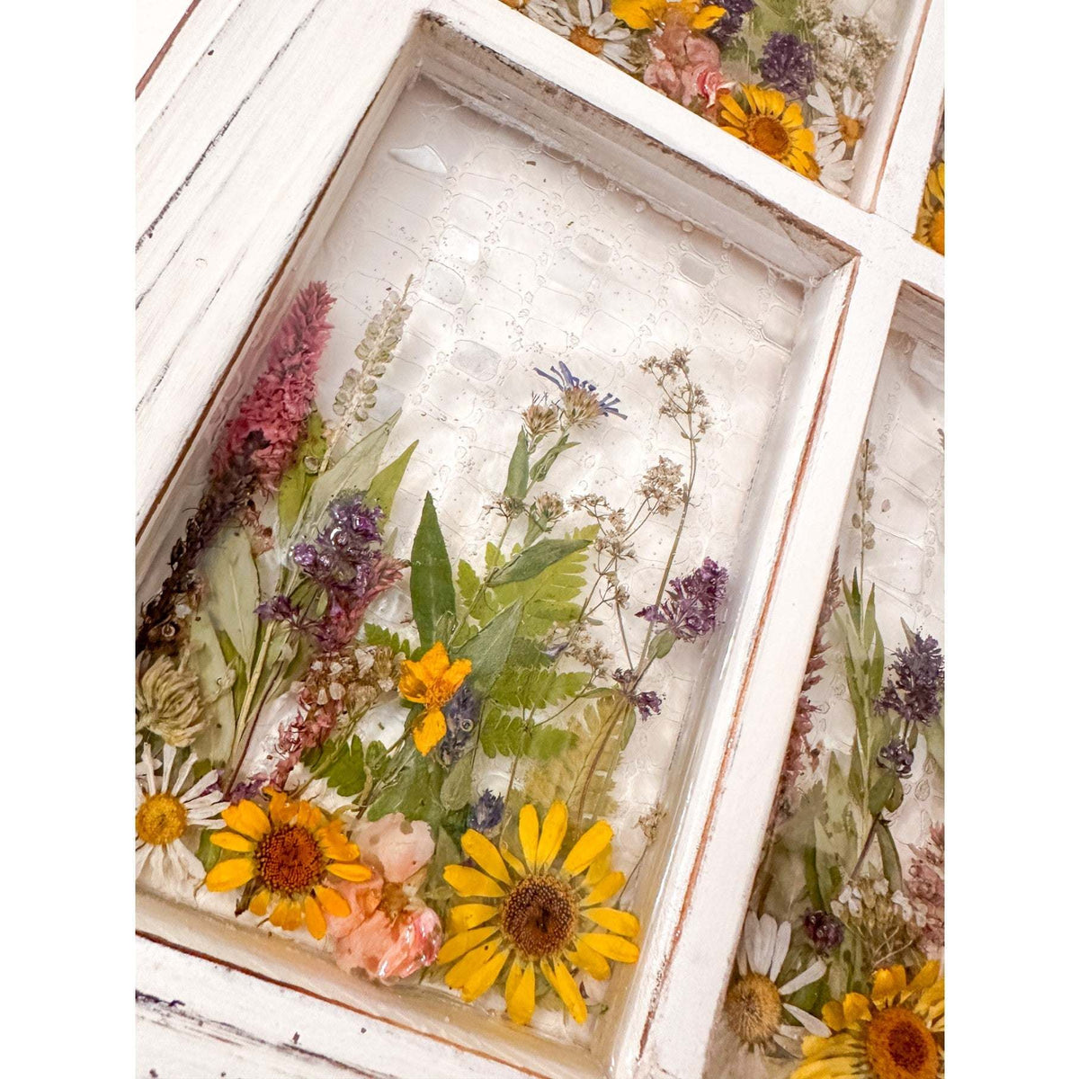 Everlasting Garden Window - Handmade Dried Flower Resin Meadow Four