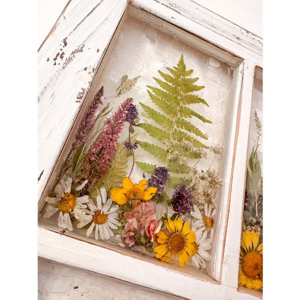 Everlasting Garden Window - Handmade Dried Flower Resin Meadow Four