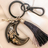 Moonlit Fairy Aurora Keychain - Northern Lights Moon with Flowers