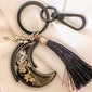 Moonlit Fairy Aurora Keychain - Northern Lights Moon with Flowers