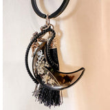 Moonlit Fairy Aurora Keychain - Northern Lights Moon with Flowers