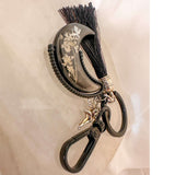 Moonlit Fairy Aurora Keychain - Northern Lights Moon with Flowers