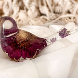 Enchanted Songbird - Handmade Purple Gerbera Daisy Resin Bird Decor