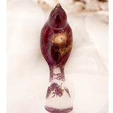 Enchanted Songbird - Handmade Purple Gerbera Daisy Resin Bird Decor