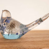 Forget Me Not Wishing Bird - Dandelion Puff Resin Blue Bird Decor