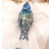 Forget Me Not Wishing Bird - Dandelion Puff Resin Blue Bird Decor