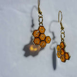 Bee -utiful Bee Drop Earrings Handmade with Flowers & Resin Honeycombs