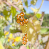 Bee -utiful Bee Drop Earrings Handmade with Flowers & Resin Honeycombs