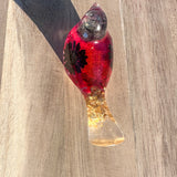 Midnight Bloom Cardinal Bird - Handmade Resin Bird with Dried Flowers
