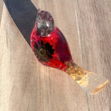 Midnight Bloom Cardinal Bird - Handmade Resin Bird with Dried Flowers