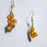 Bee -utiful Bee Drop Earrings Handmade with Flowers & Resin Honeycombs