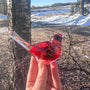 Midnight Bloom Cardinal Bird - Handmade Resin Bird with Dried Flowers