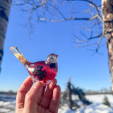 Midnight Bloom Cardinal Bird - Handmade Resin Bird with Dried Flowers