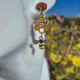 Bee -utiful Bee Themed Drop Earrings with Pressed Floral Honeycombs