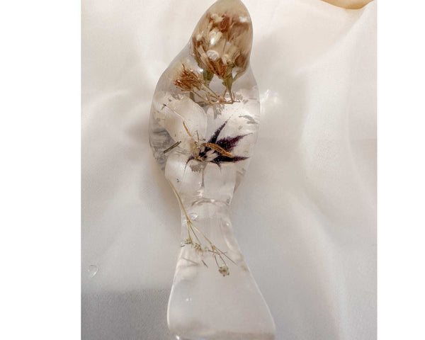 Starlit Peacock Orchid Songbird – Handmade Floral Resin Bird Decor