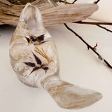 Starlit Peacock Orchid Songbird – Handmade Floral Resin Bird Decor