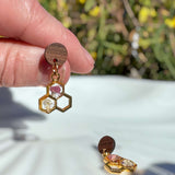 Bee -utiful Handcrafted Bee Drop Earrings with Honeycombs & Wood Studs