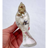 Starlit Peacock Orchid Songbird – Handmade Floral Resin Bird Decor