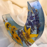 Moonlit Meadow - Handmade Dried Floral Resin Lighted Moon Art Décor