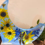 Moonlit Meadow - Handmade Dried Floral Resin Lighted Moon Art Décor