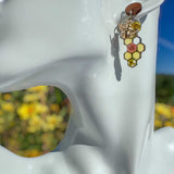 Bee -Themed Handcrafted Drop Earrings with Honeycombs & Flowers