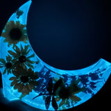 Moonlit Meadow - Handmade Dried Floral Resin Lighted Moon Art Décor