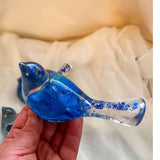 Azure Songbirds of Serenity - Handmade Blue Rose Petal Resin Bird