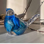 Azure Songbirds of Serenity - Handmade Blue Rose Petal Resin Bird