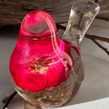 Red Rose Floral Bird - Romantic Handmade Resin Bird Decor Real Flowers