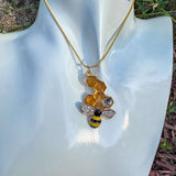 Bee -utiful Honeycomb Handmade Pendant with Real Flowers and Bee Charm