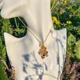 Bee -utiful Honeycomb Handmade Pendant with Real Flowers and Bee Charm