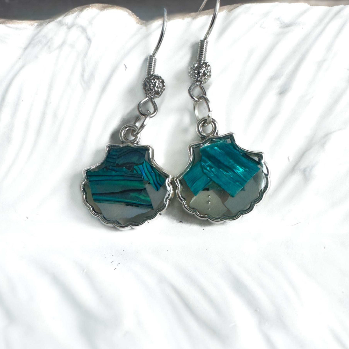 Mermaid Treasures - Handmade Mother of Pearl Seashell Resin Earrings