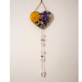 Botanical Heart Suncatcher | Handmade Pressed Purple Pansy & Gold Leaf