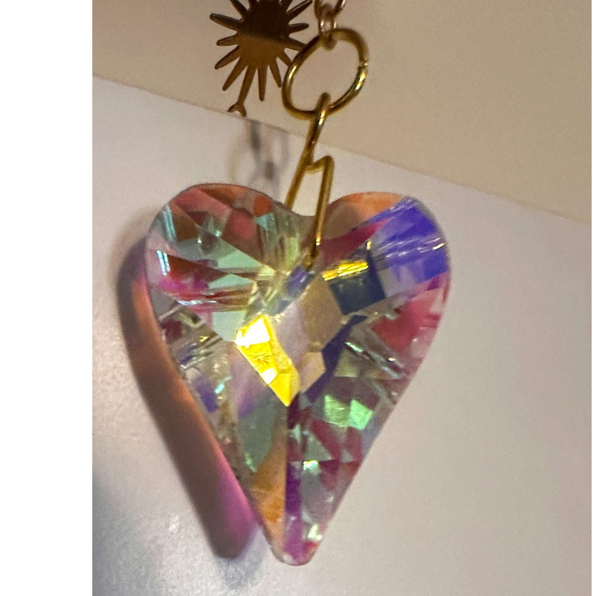 Botanical Heart Suncatcher | Handmade Pressed Purple Pansy & Gold Leaf
