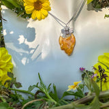 Dripping Honey Teardrop Pendant with Silver Bee Charm –Nature-Inspired