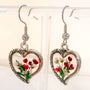 Secret Garden Vintage Botanical Handmade Heart Earrings | Real Flowers