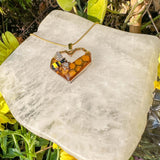 Honeycomb Heart - Handmade Bee -utiful Honey Bee Resin Pendant