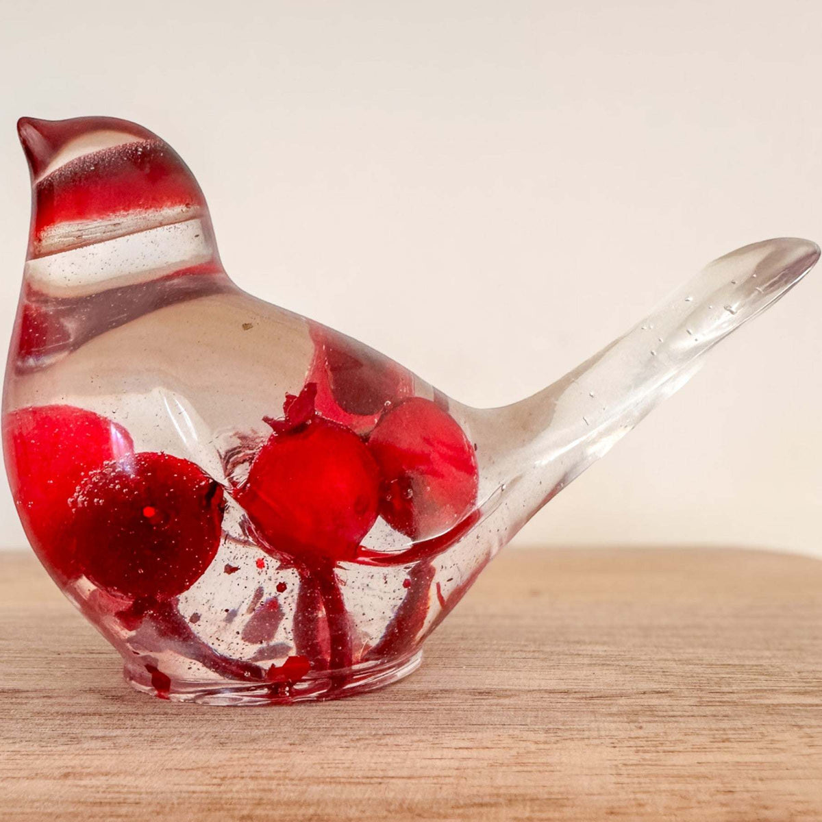 Berry Red Cardinal - Handmade Red Berry Resin Bird Home Decor