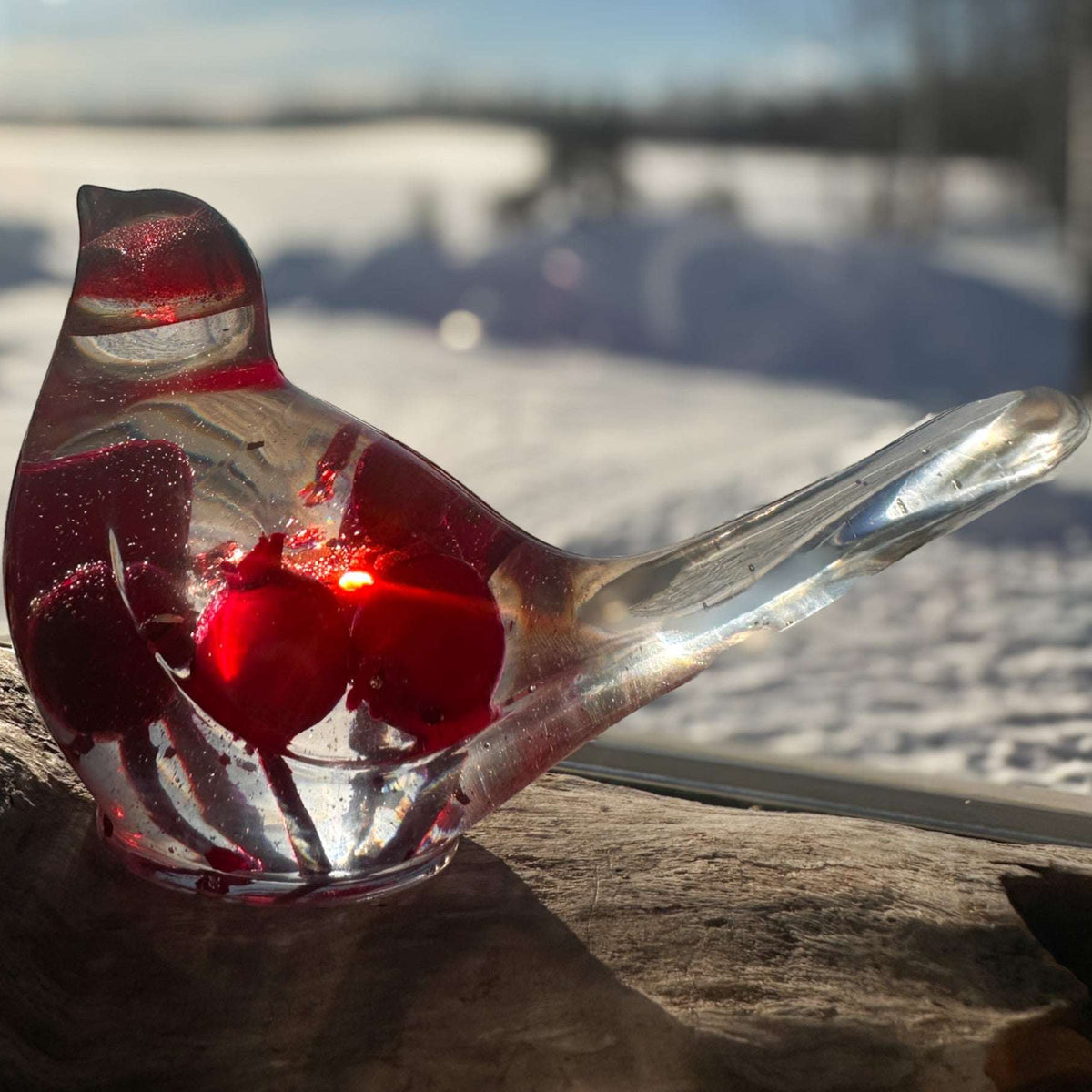 Berry Red Cardinal - Handmade Red Berry Resin Bird Home Decor