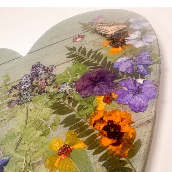 Heart of the Forest Sage Green Wood Art |Handmade Butterfly Decor