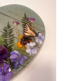 Heart of the Forest Sage Green Wood Art |Handmade Butterfly Decor