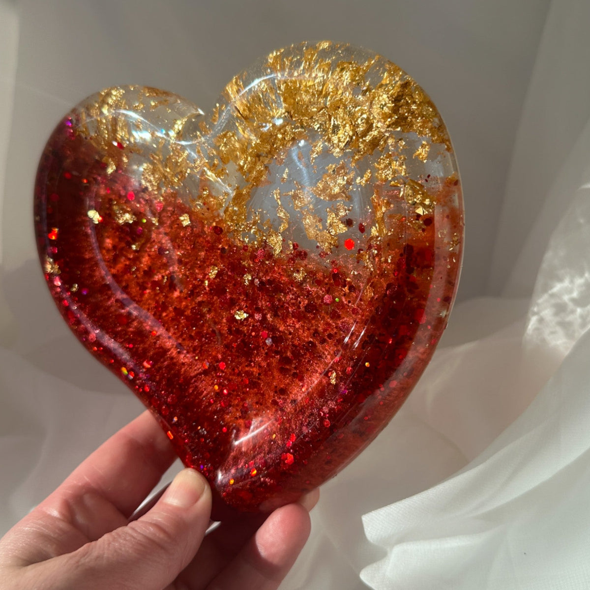 Ruby Radiance Resin Trays - Handmade Red & Gold Leaf Resin Trays