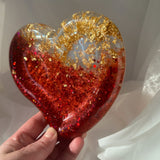 Ruby Radiance Resin Trays - Handmade Red & Gold Leaf Resin Trays