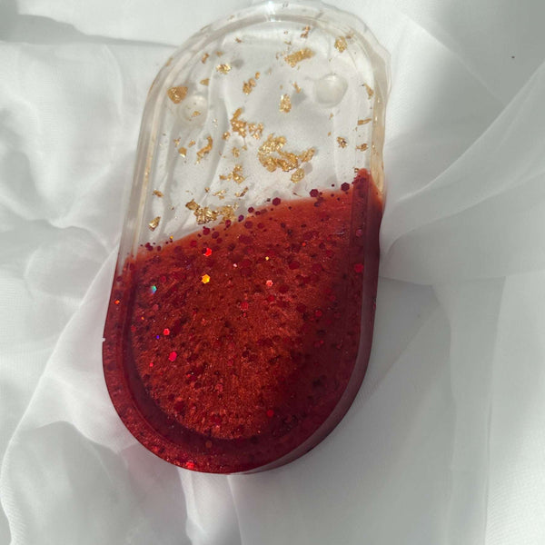 Ruby Radiance Resin Trays - Handmade Red & Gold Leaf Resin Trays
